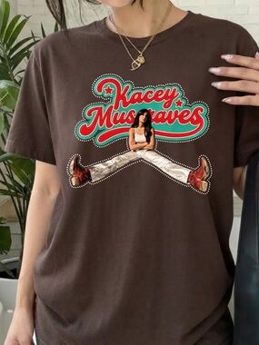 Kacey Musgraves Country Music Star Red Boots Vintage Dark Brown T-Shirt